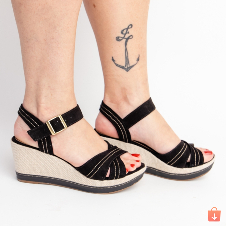 Sandália Anabela Feminina Salto Baixo Super Leve