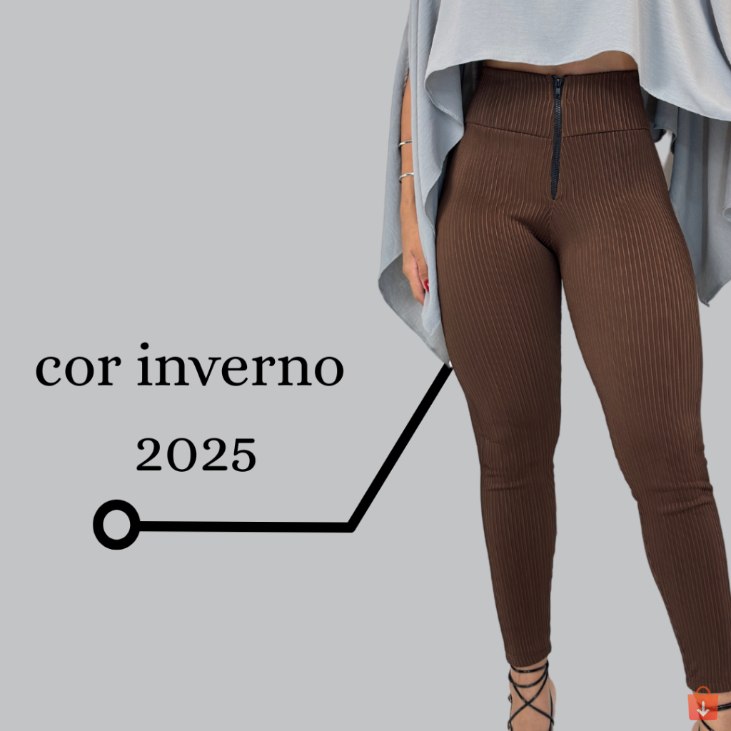 Calça Legging Feminina Canelada 3D Cintura Alta Zíper - Imagem 6