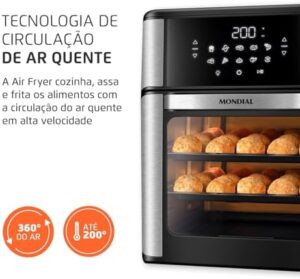 Com seus 2000W de potência e o timer de 90 minutos, você ganha liberdade na cozinha. Basta programar o tempo e deixar que a Air Fryer faça o trabalho