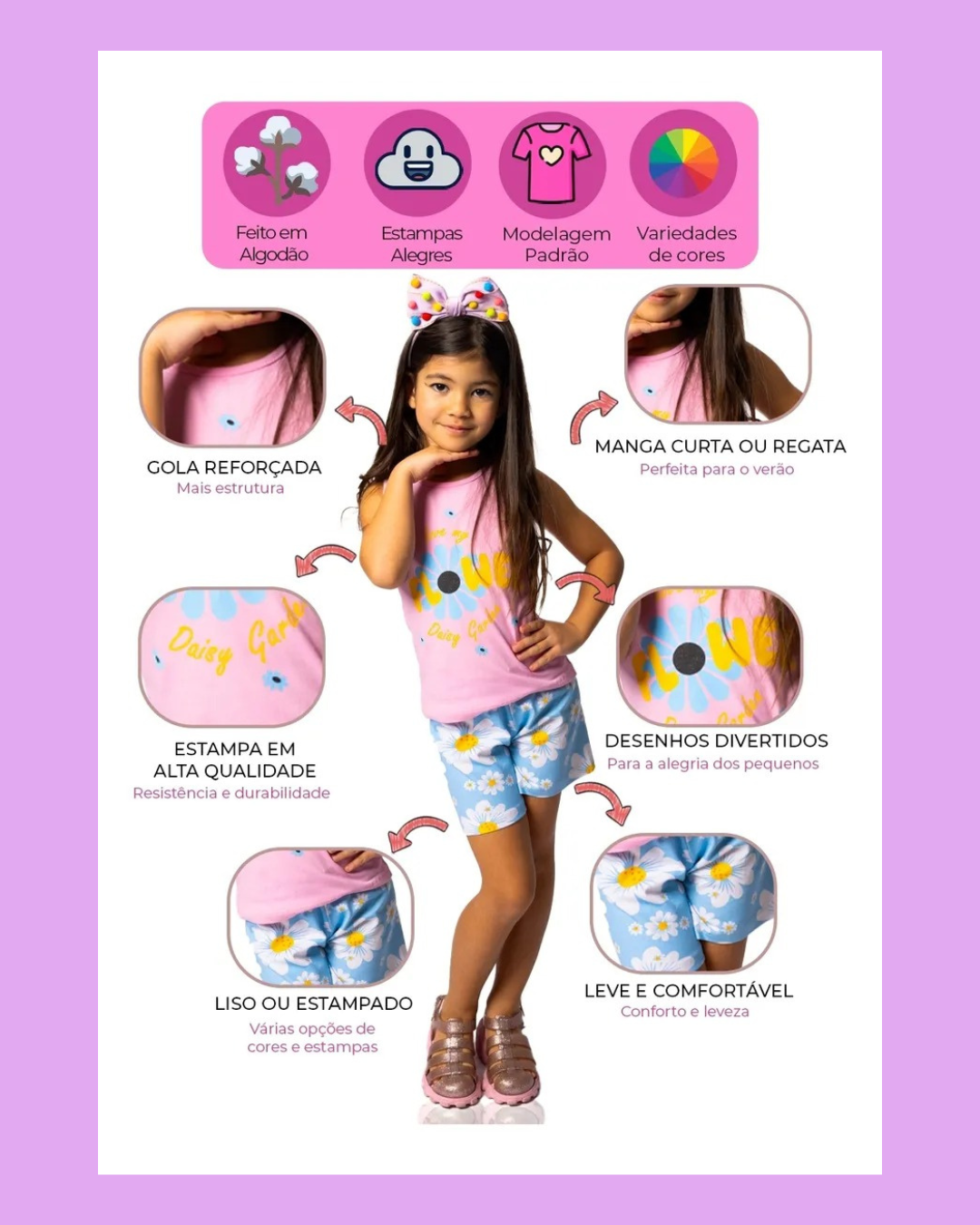 Kit 10 Peças Infantil Menina Verão conquista pais pela praticidade e ótimo custo - Imagem 9