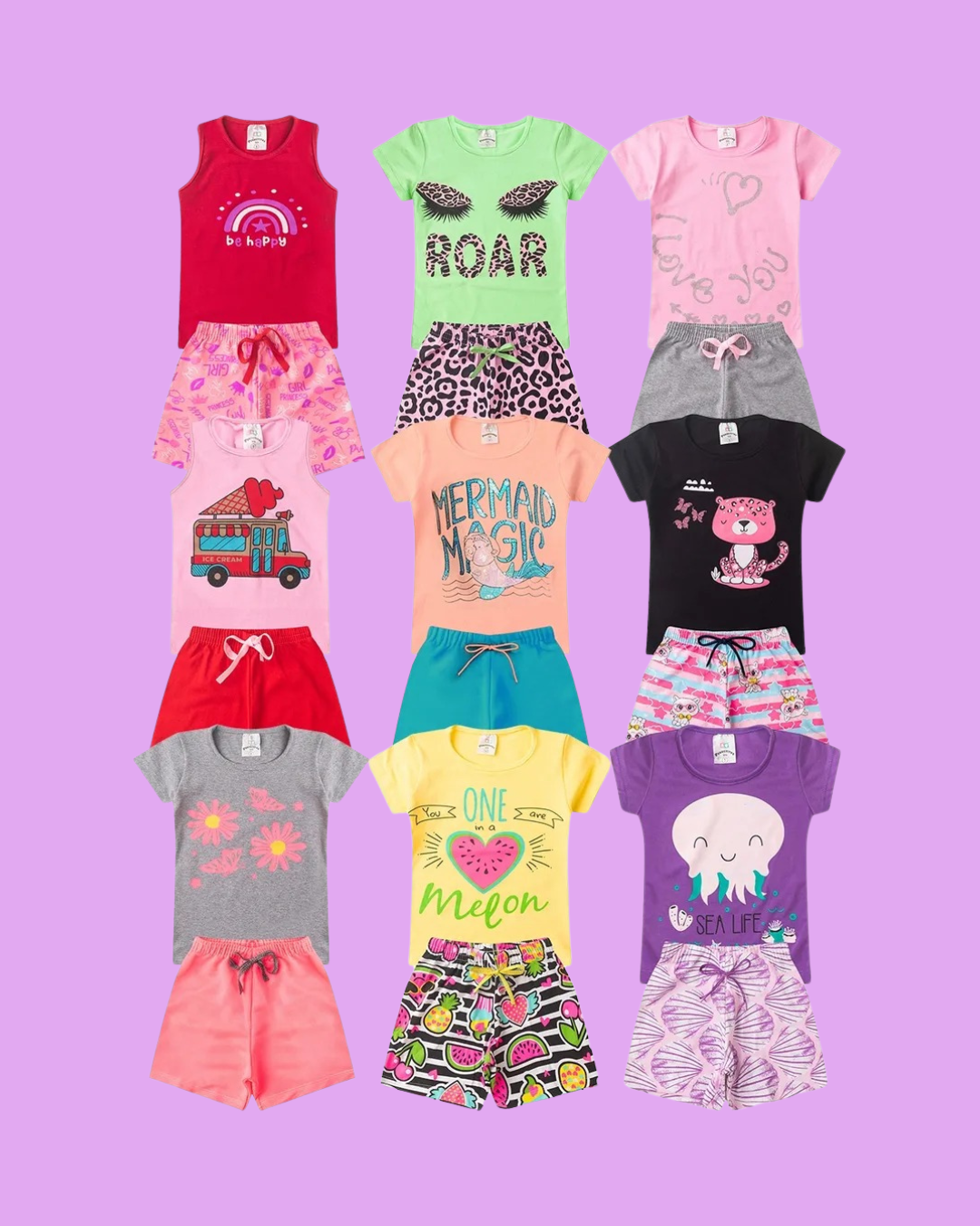 Kit 10 Peças Infantil Menina Verão conquista pais pela praticidade e ótimo custo - Imagem 5