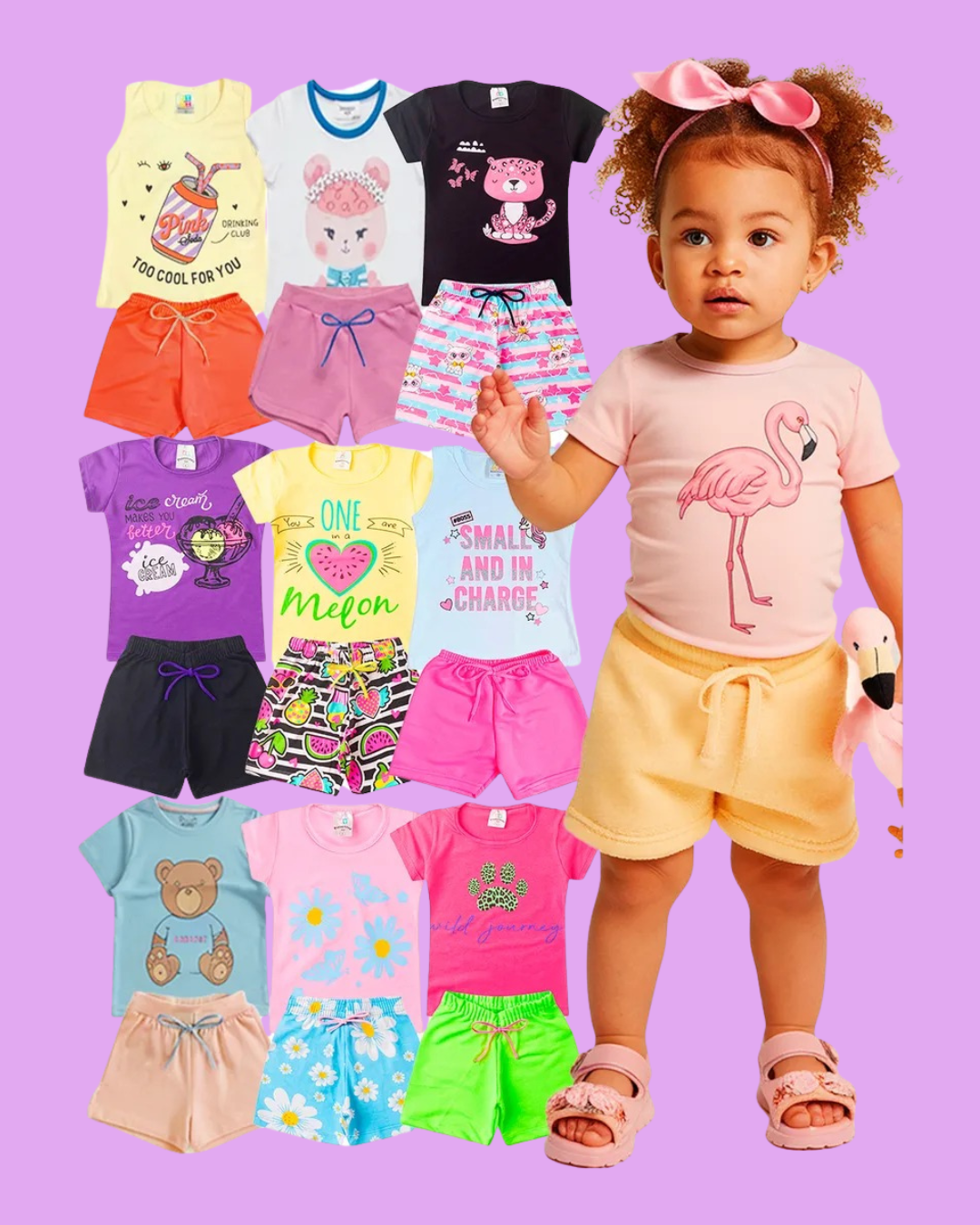 Kit 10 Peças Infantil Menina Verão conquista pais pela praticidade e ótimo custo - Imagem 2