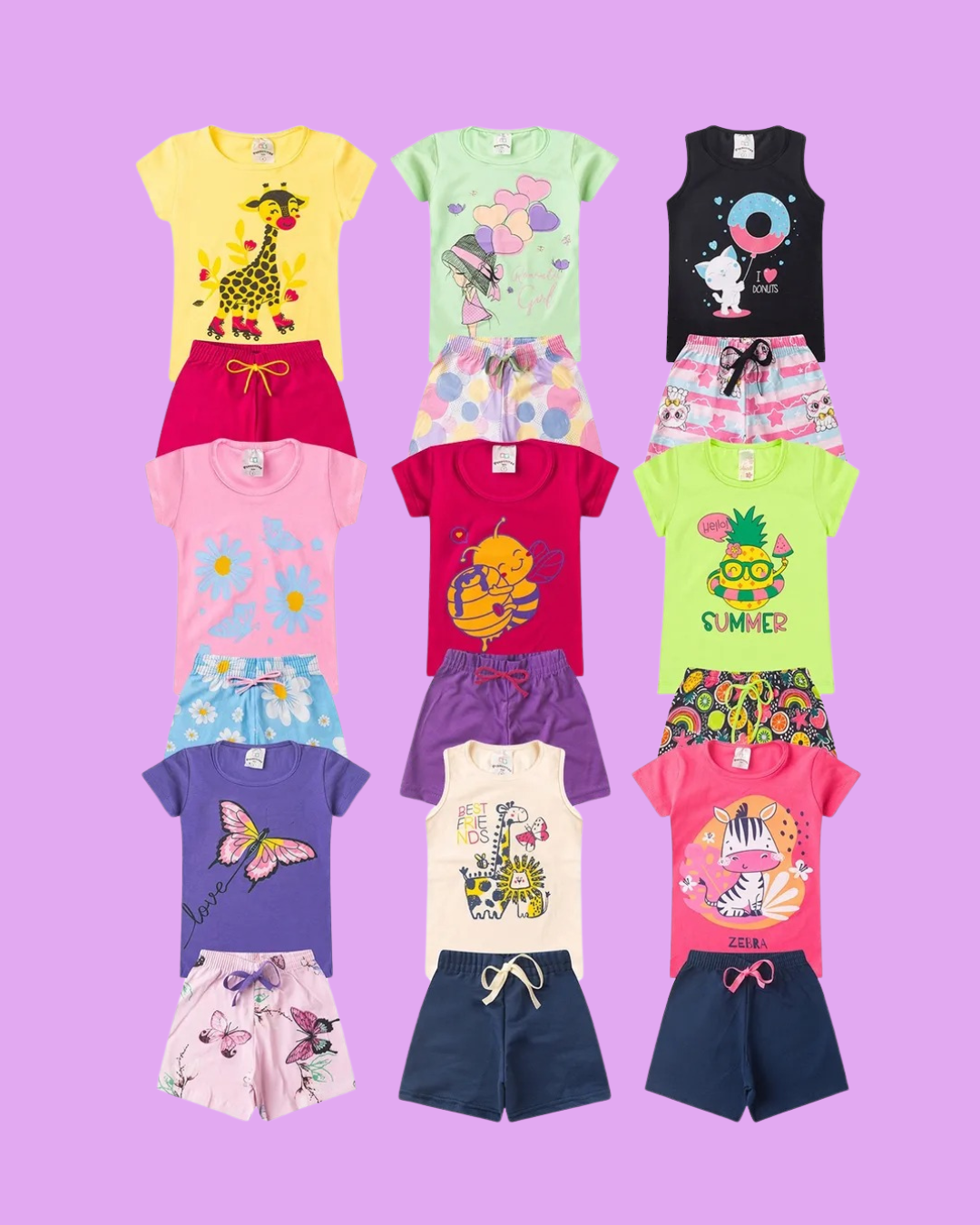 Kit 10 Peças Infantil Menina Verão conquista pais pela praticidade e ótimo custo - Imagem 8