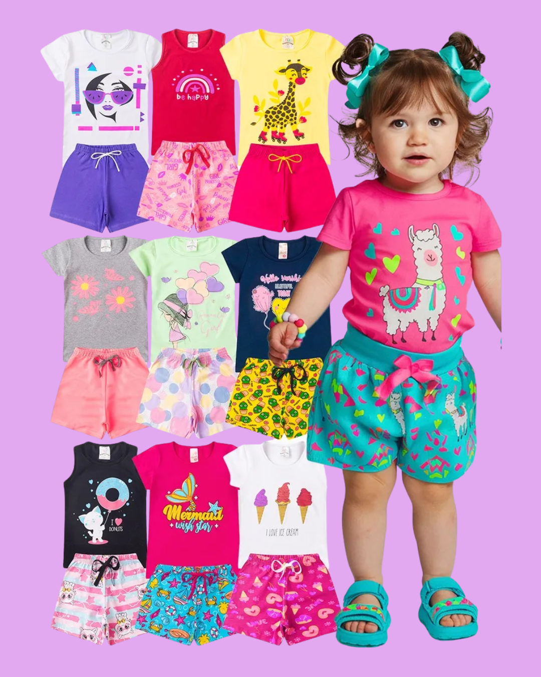 Kit 10 Peças Infantil Menina Verão conquista pais pela praticidade e ótimo custo